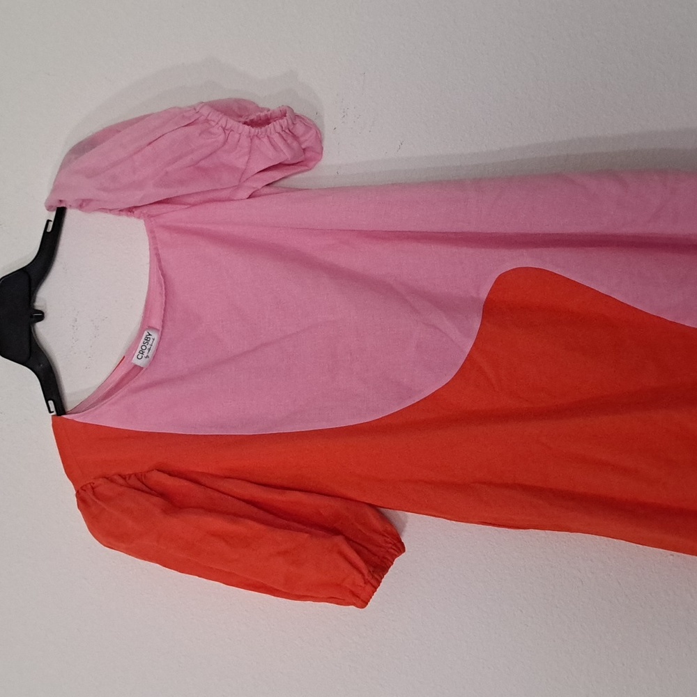 CROSBY by Mollie BurchLovett Colorblock Asymmetrical Neckline Short Puff Sleeve - Picture 5 of 11